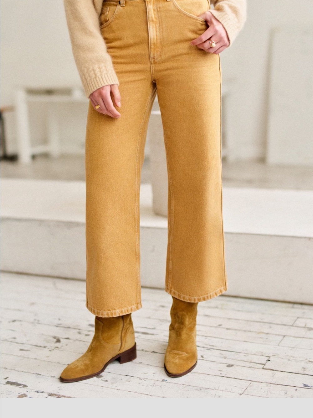 Sezane le crop jeans in Ochre